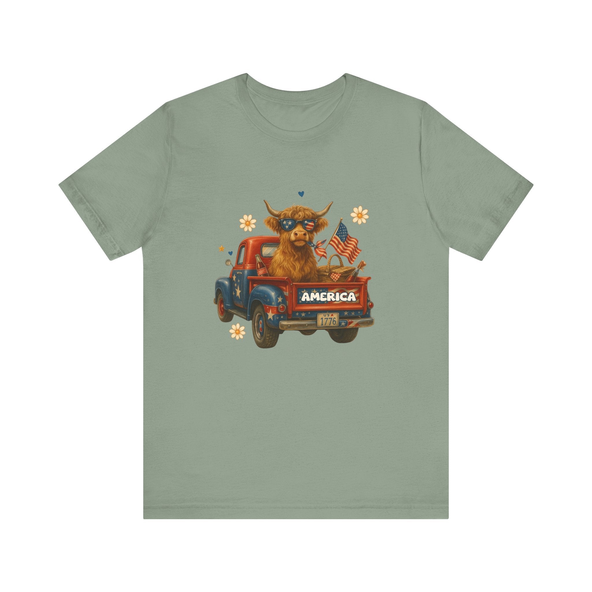 Highland Cow Fourth of July Funny Shirt, Scotland Farm Gift by PopCultureByDesign36