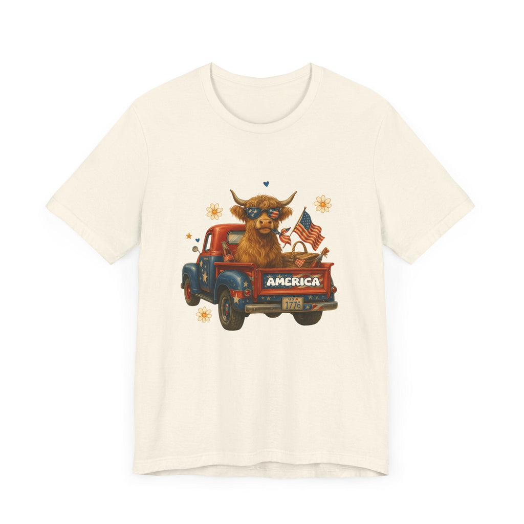 Highland Cow Fourth of July Funny Shirt, Scotland Farm Gift by PopCultureByDesign36