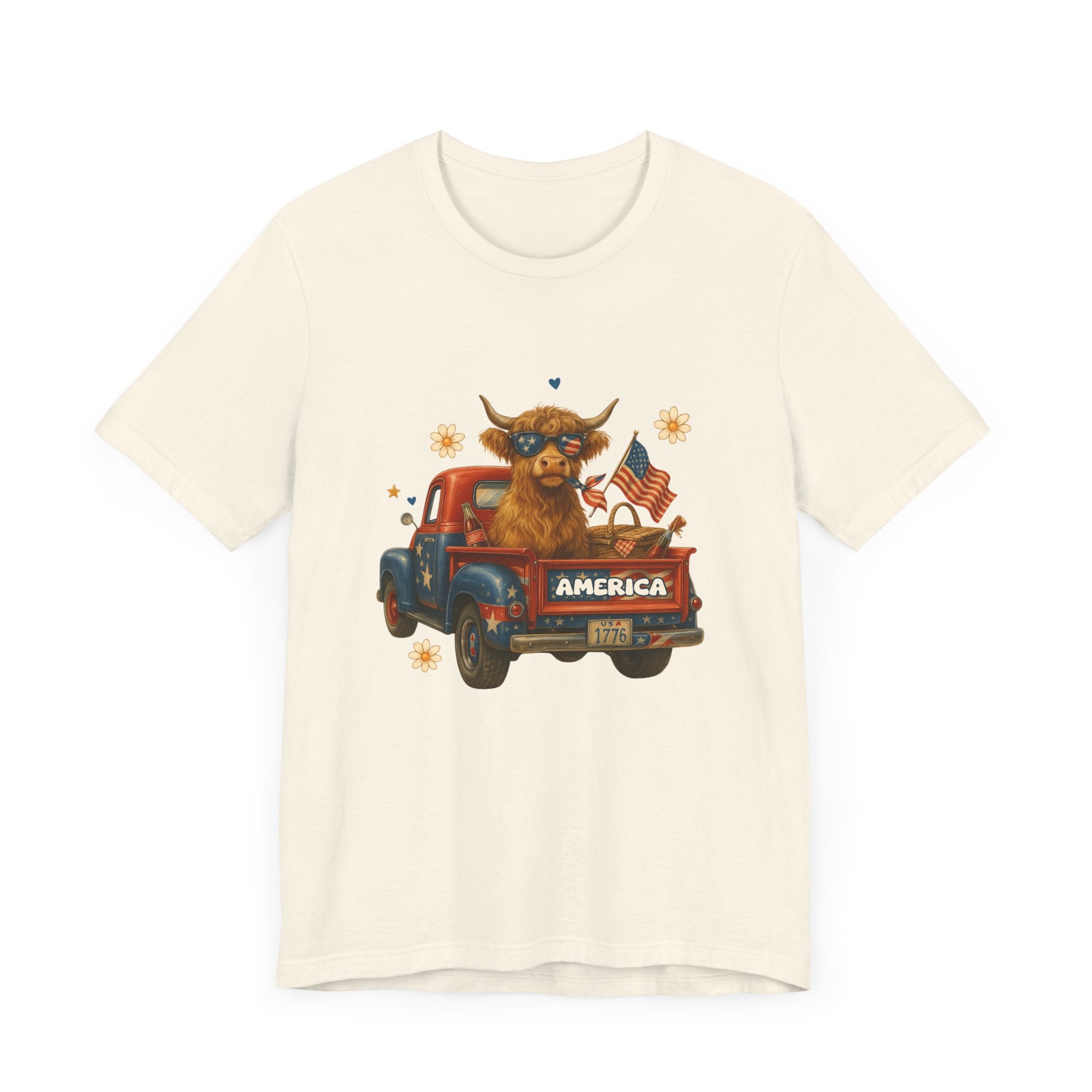 Highland Cow Fourth of July Funny Shirt, Scotland Farm Gift by PopCultureByDesign36