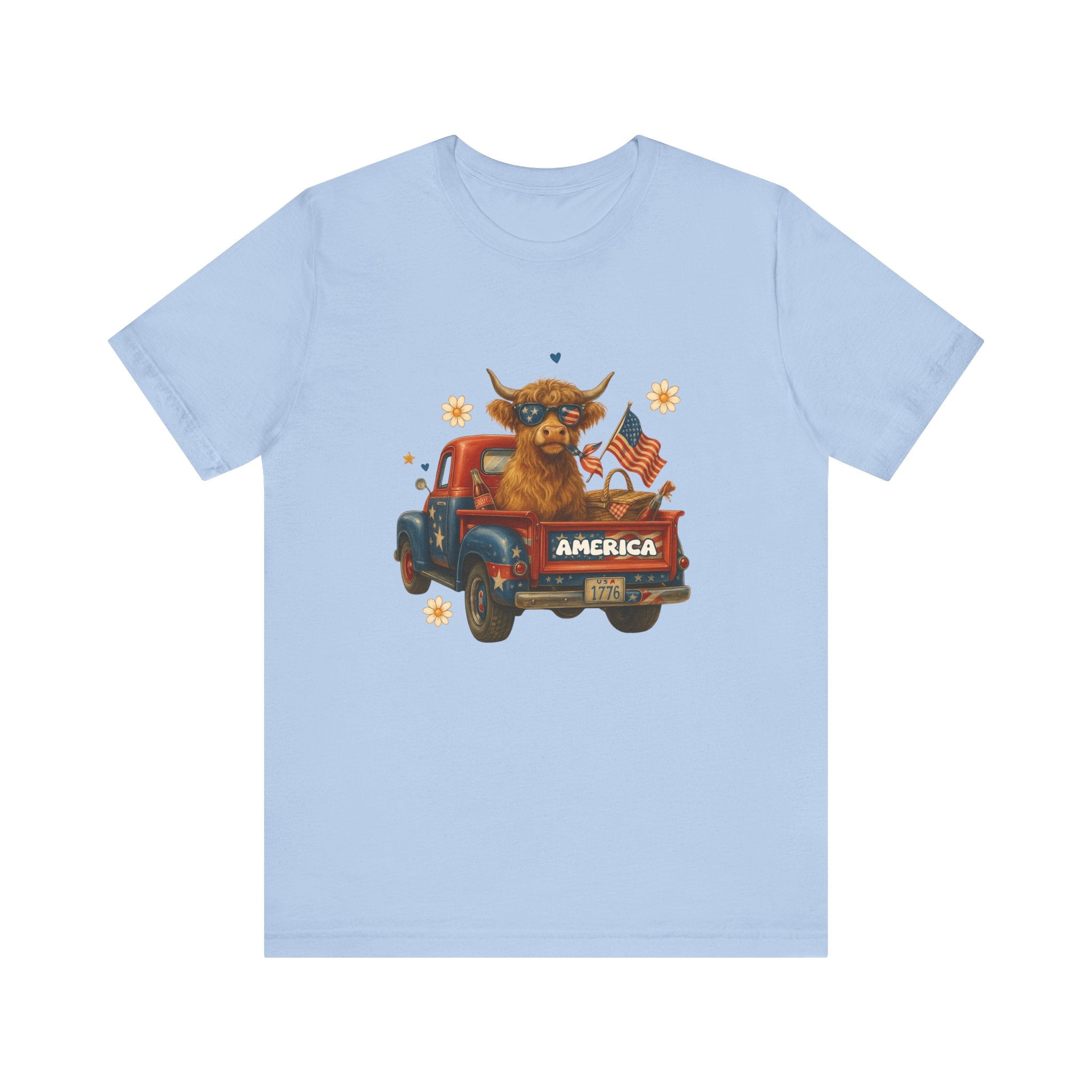 Highland Cow Fourth of July Funny Shirt, Scotland Farm Gift by PopCultureByDesign36