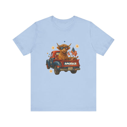Highland Cow Fourth of July Funny Shirt, Scotland Farm Gift - Popbydesign