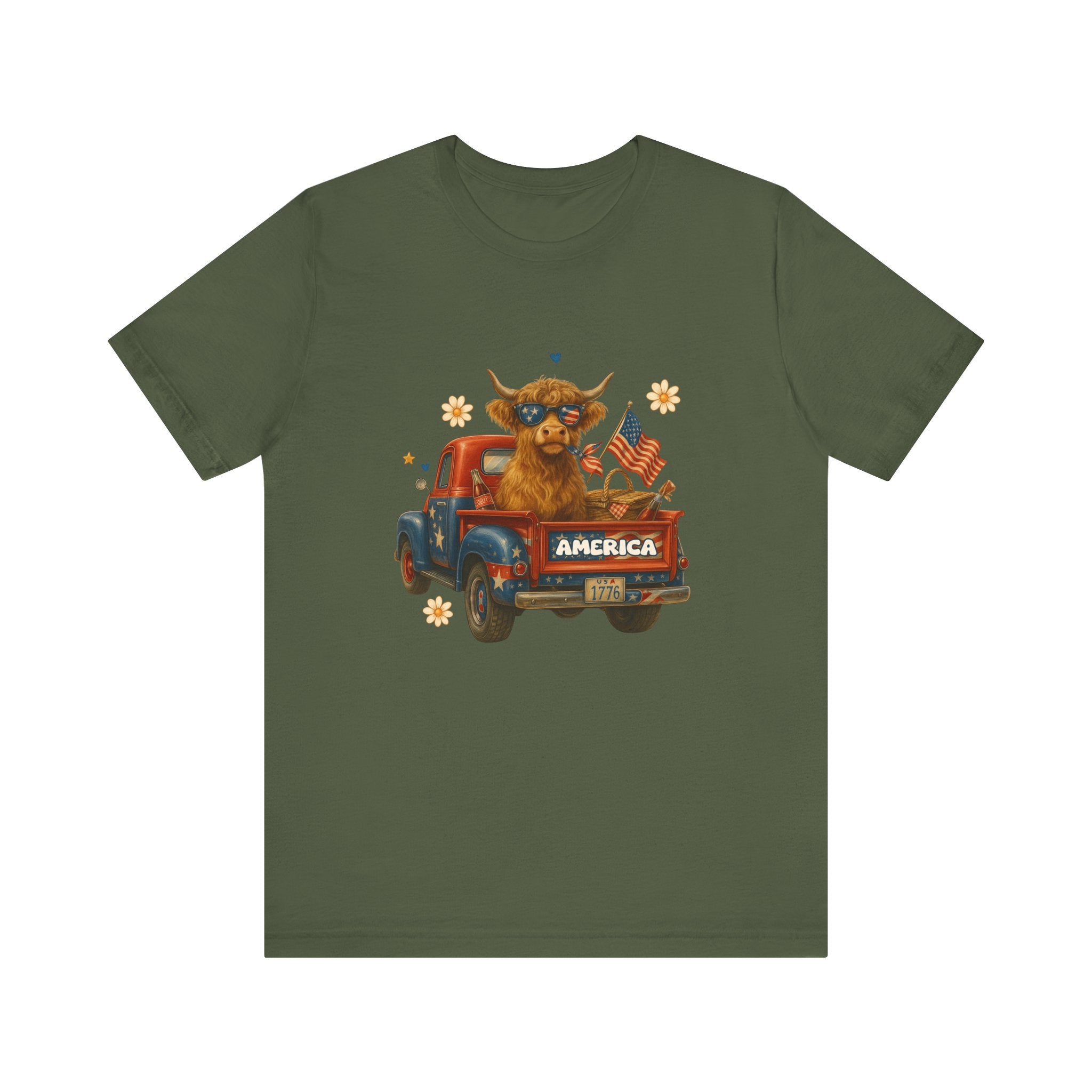 Highland Cow Fourth of July Funny Shirt, Scotland Farm Gift by PopCultureByDesign36