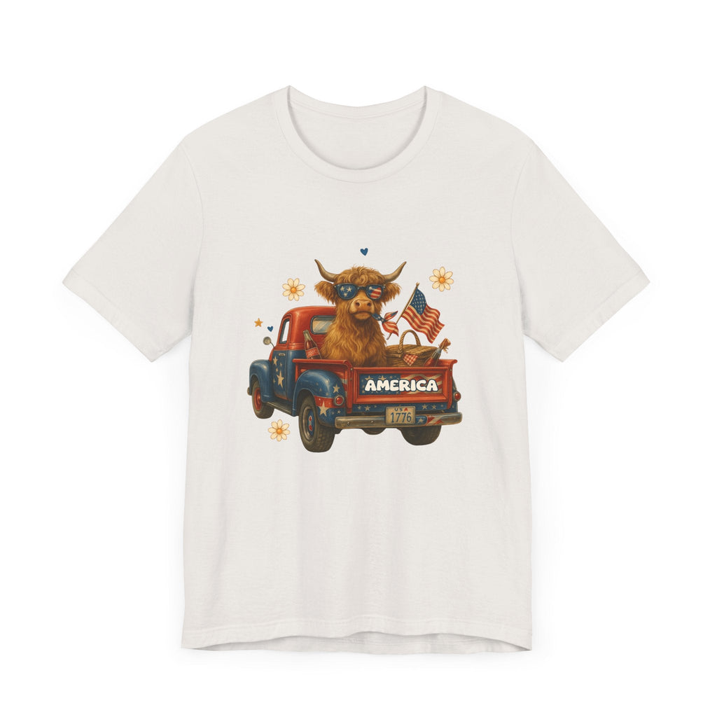 Highland Cow Fourth of July Funny Shirt, Scotland Farm Gift by PopCultureByDesign36