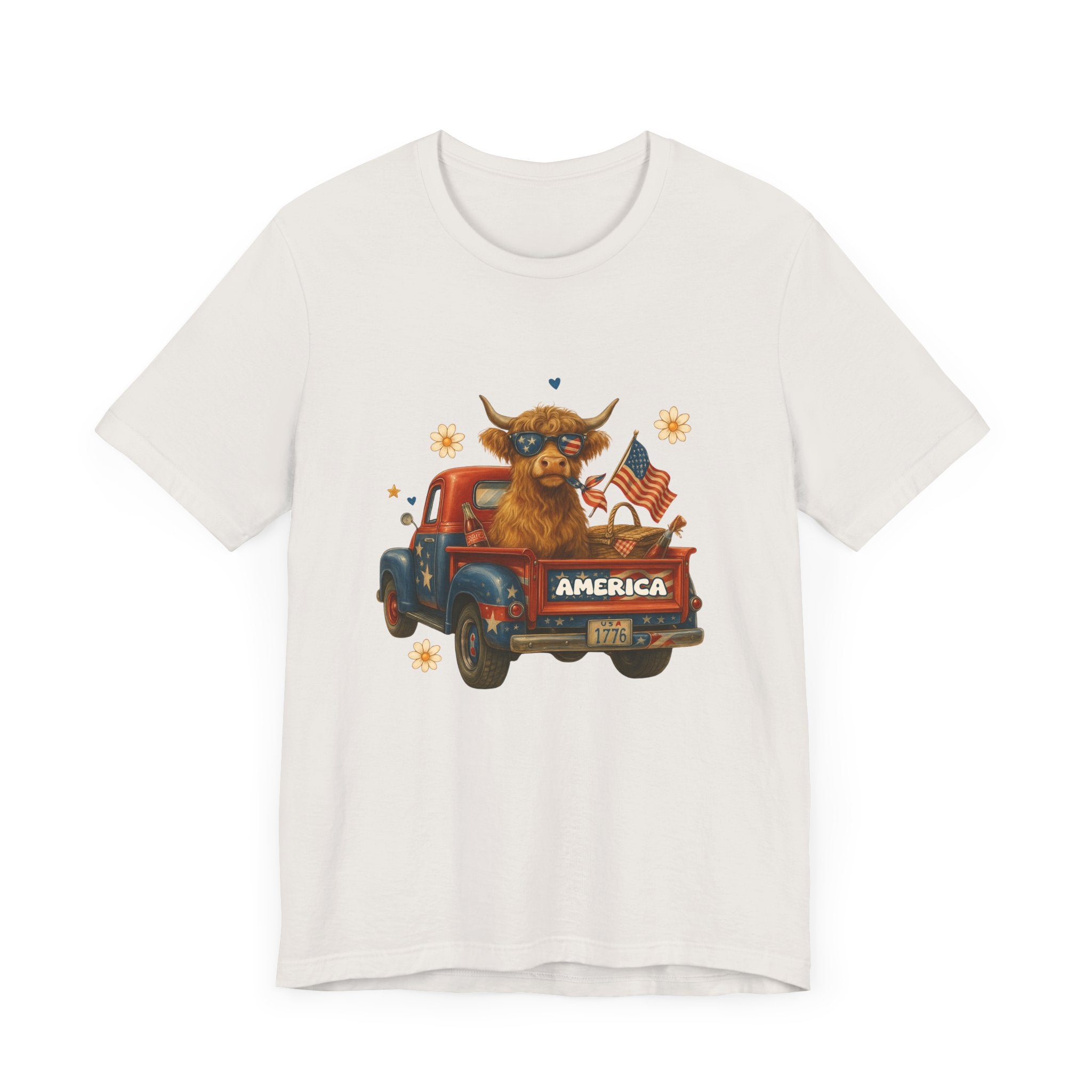 Highland Cow Fourth of July Funny Shirt, Scotland Farm Gift by PopCultureByDesign36
