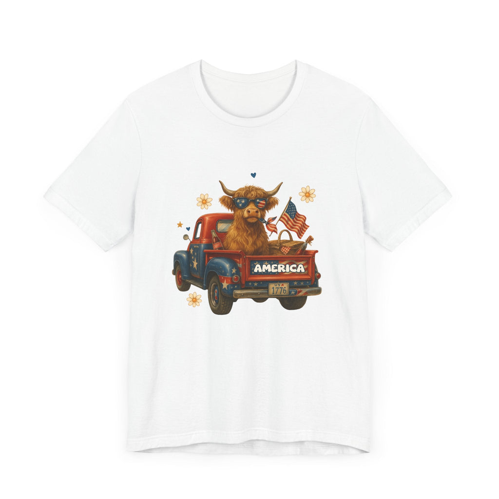 Highland Cow Fourth of July Funny Shirt, Scotland Farm Gift by PopCultureByDesign36