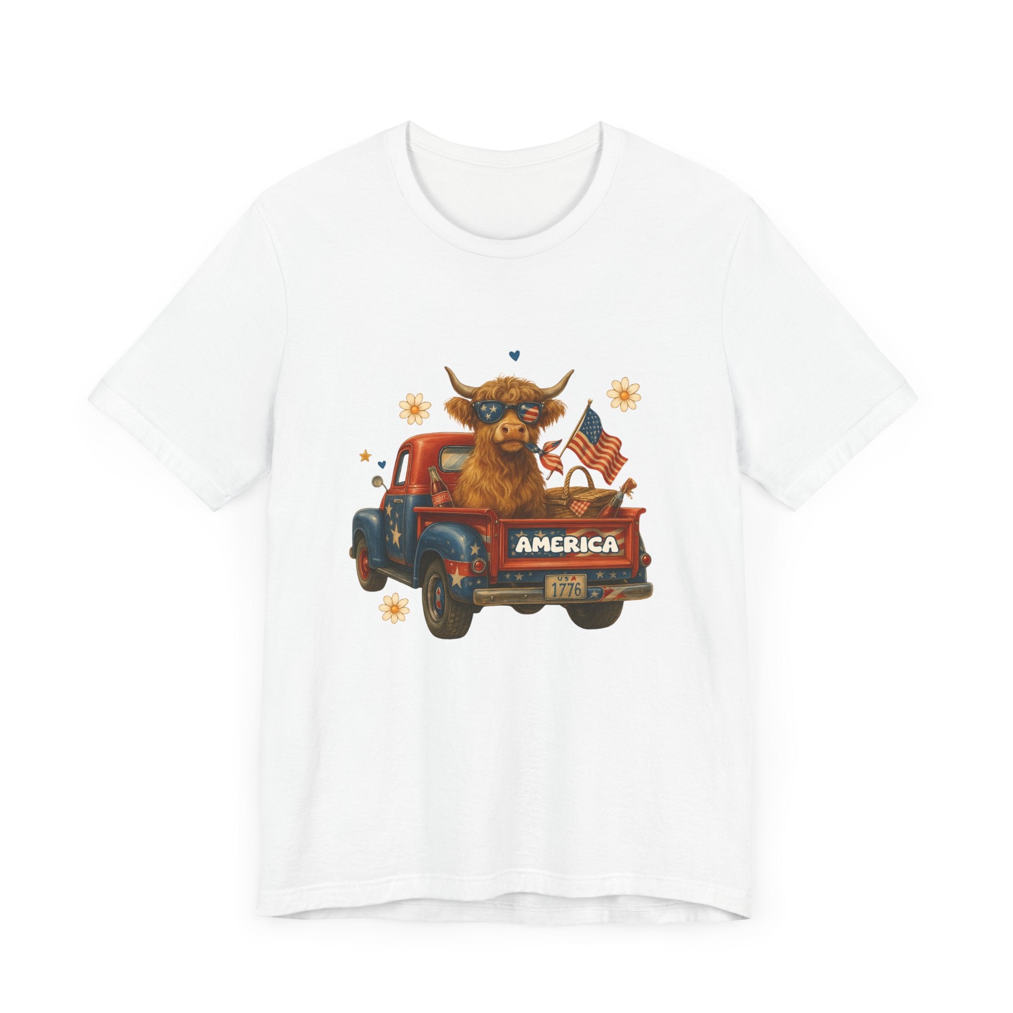 Highland Cow Fourth of July Funny Shirt, Scotland Farm Gift by PopCultureByDesign36