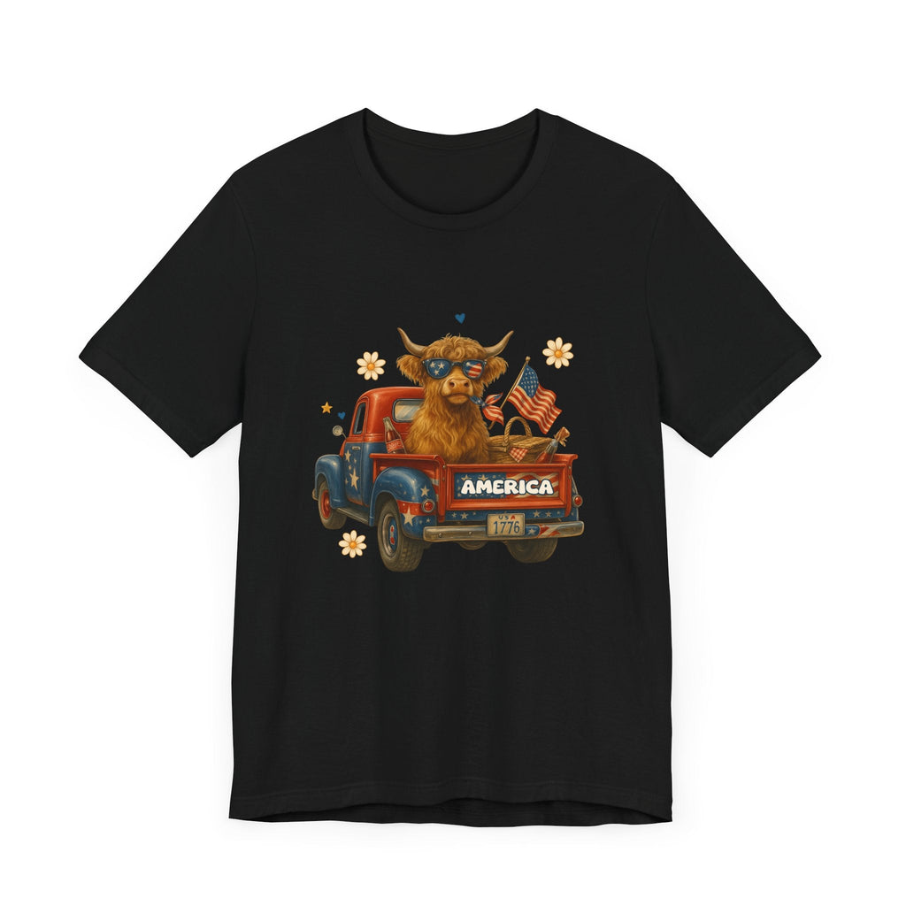 Highland Cow Fourth of July Funny Shirt, Scotland Farm Gift by PopCultureByDesign36
