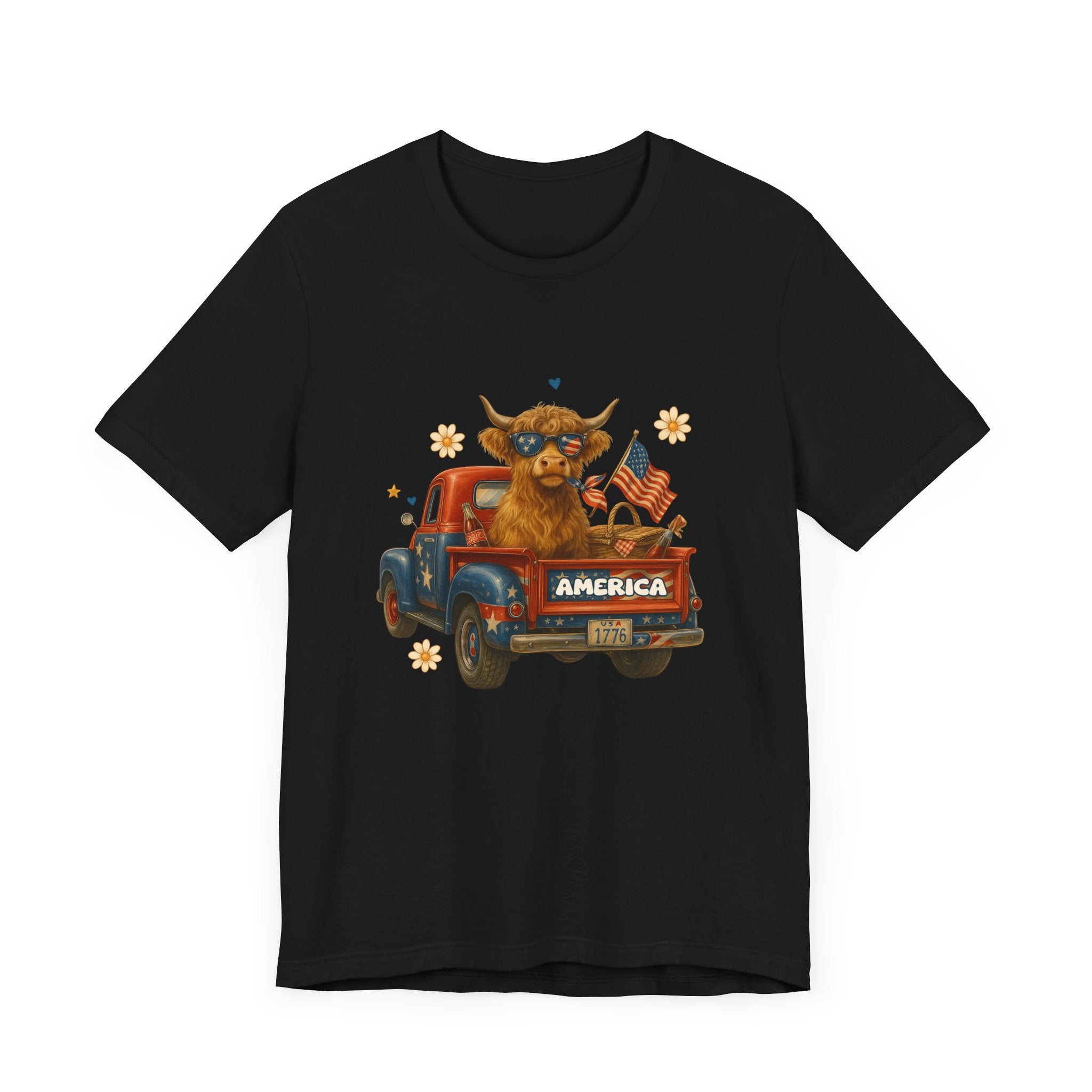 Highland Cow Fourth of July Funny Shirt, Scotland Farm Gift by PopCultureByDesign36