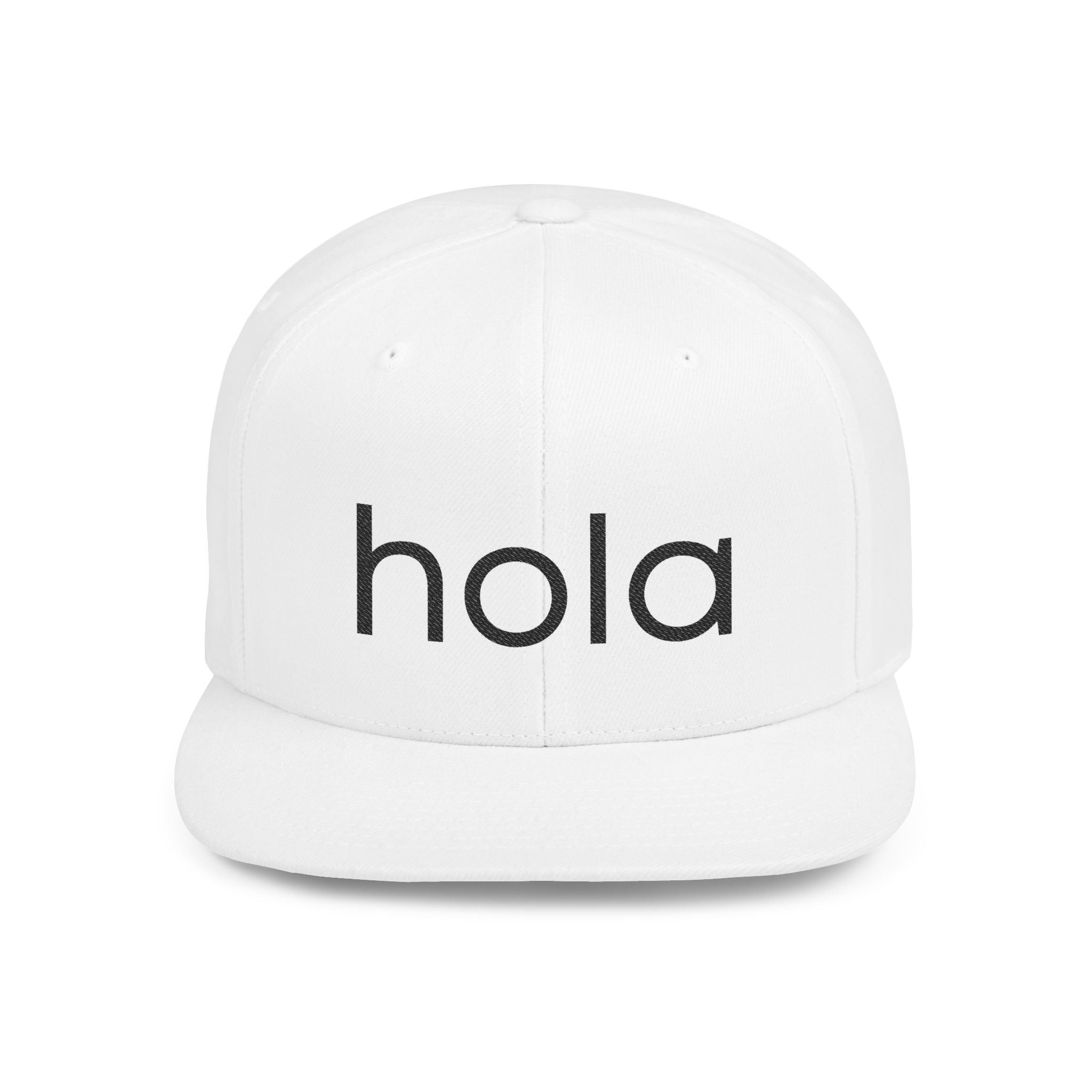Hola Snapback Hat — Flat Bill Workout Cap by PopCultureByDesign36