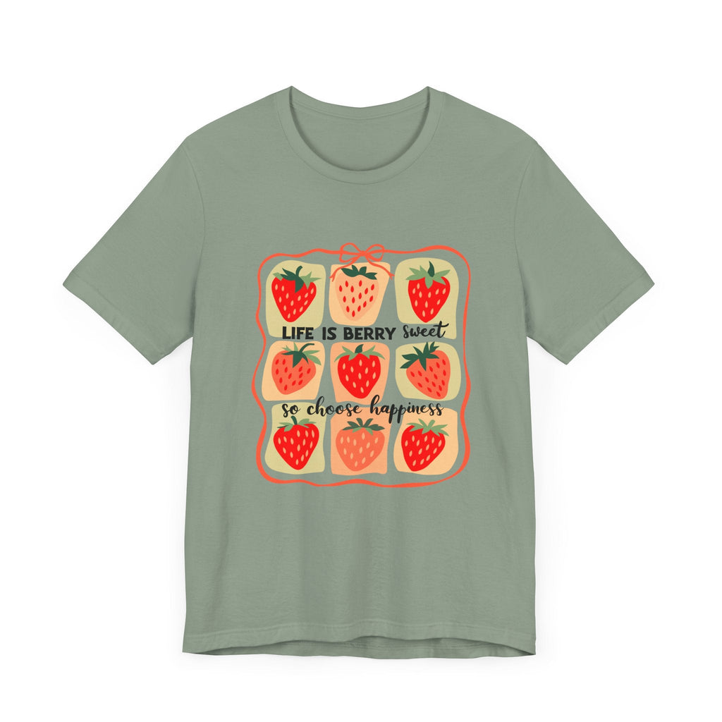 Life is Sweet TShirt, Strawberry Positive Vibe Tee by PopCultureByDesign36