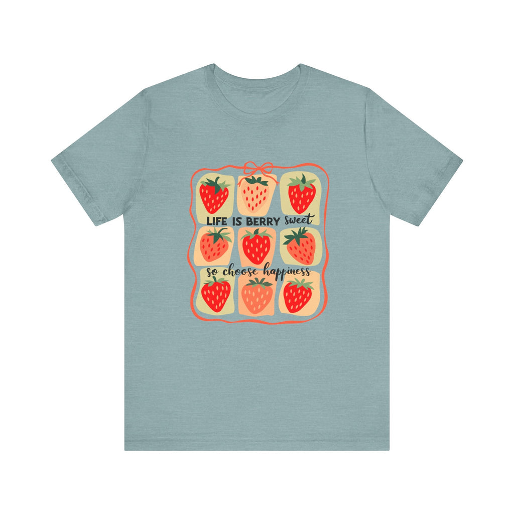 Life is Sweet TShirt, Strawberry Positive Vibe Tee by PopCultureByDesign36