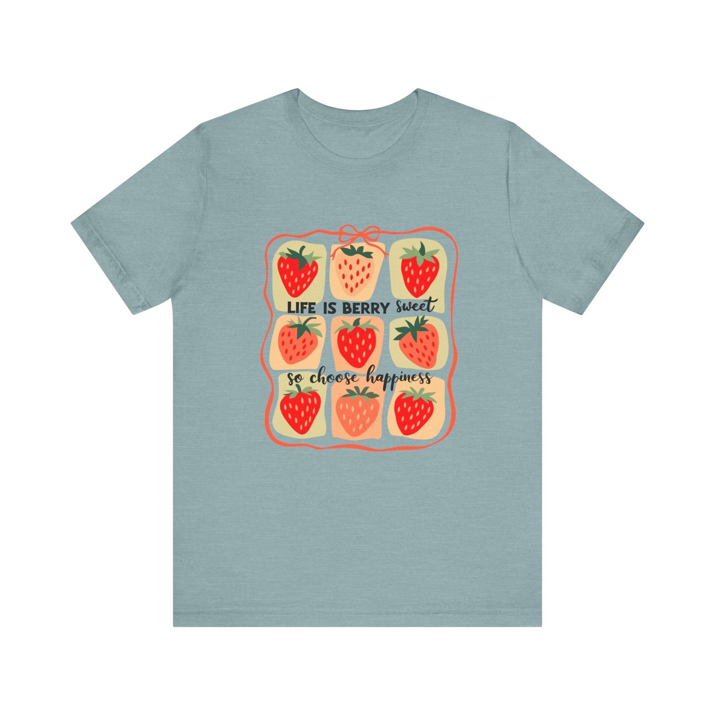Life is Sweet TShirt, Strawberry Positive Vibe Tee - Popbydesign