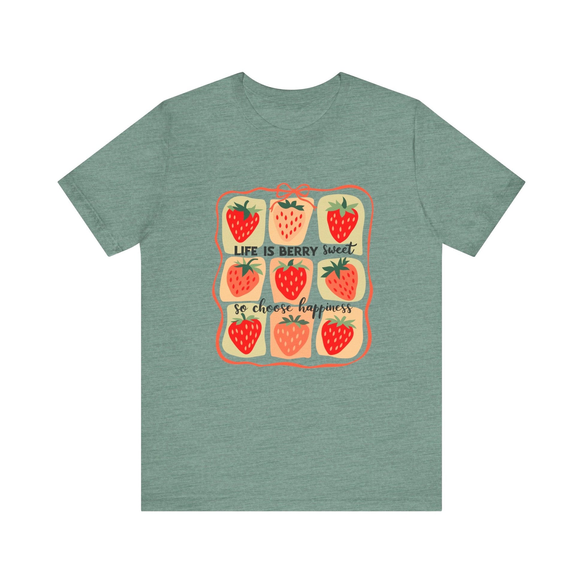Life is Sweet TShirt, Strawberry Positive Vibe Tee - Popbydesign