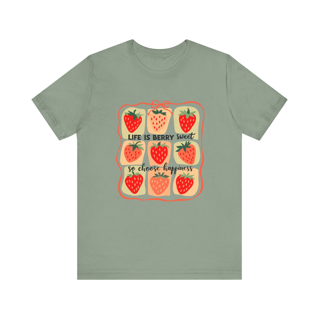Life is Sweet TShirt, Strawberry Positive Vibe Tee by PopCultureByDesign36