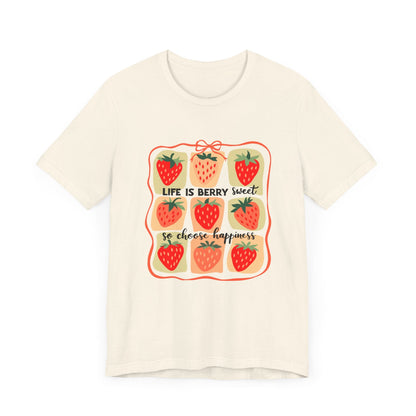 Life is Sweet TShirt, Strawberry Positive Vibe Tee - Popbydesign