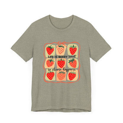 Life is Sweet TShirt, Strawberry Positive Vibe Tee - Popbydesign