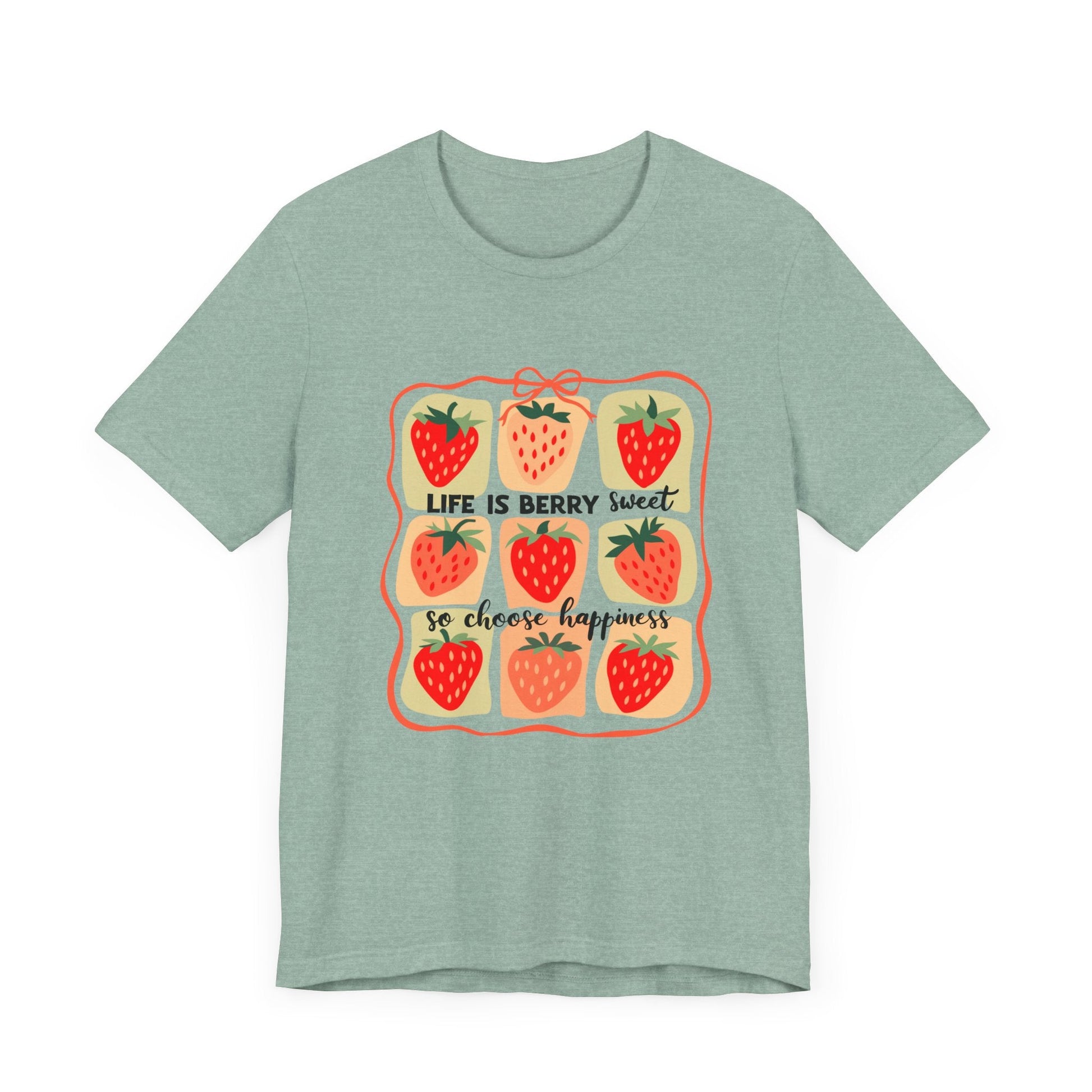 Life is Sweet TShirt, Strawberry Positive Vibe Tee - Popbydesign