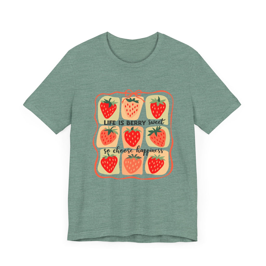 Life is Sweet TShirt, Strawberry Positive Vibe Tee by PopCultureByDesign36