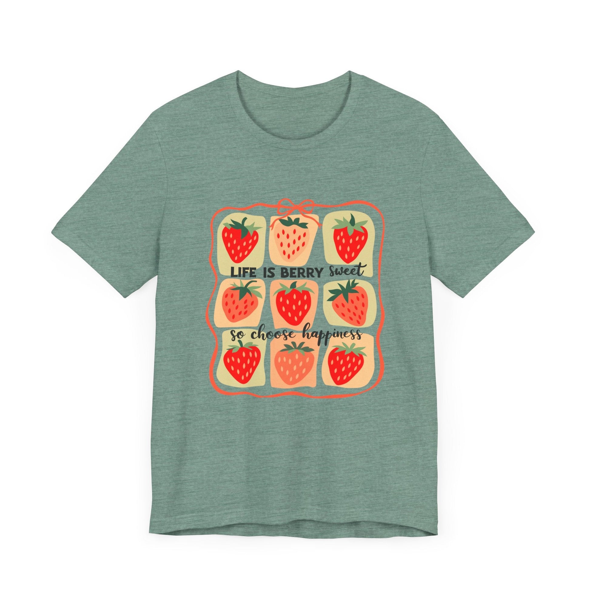 Life is Sweet TShirt, Strawberry Positive Vibe Tee - Popbydesign