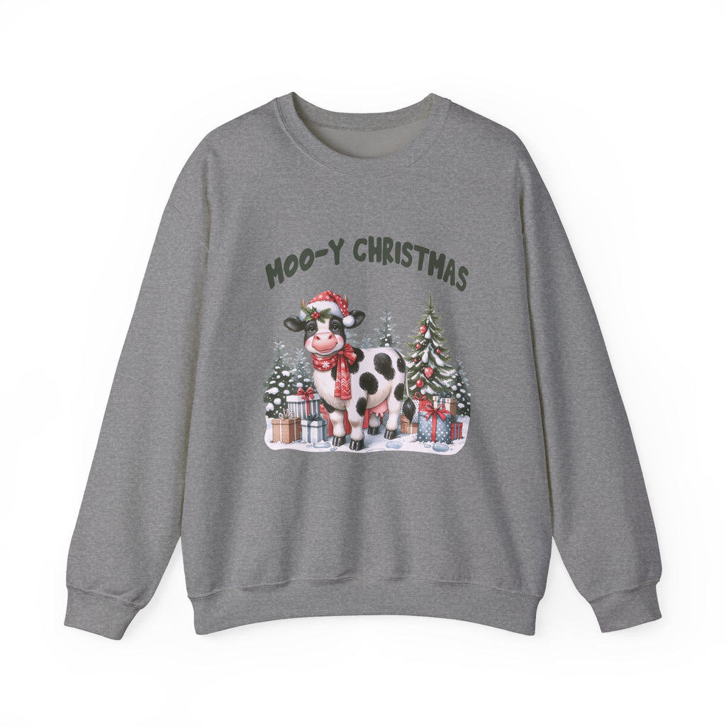 Moo-Y Christmas, Cute Cow Christmas sweatshirt, Cow Xmas by PopCultureByDesign36