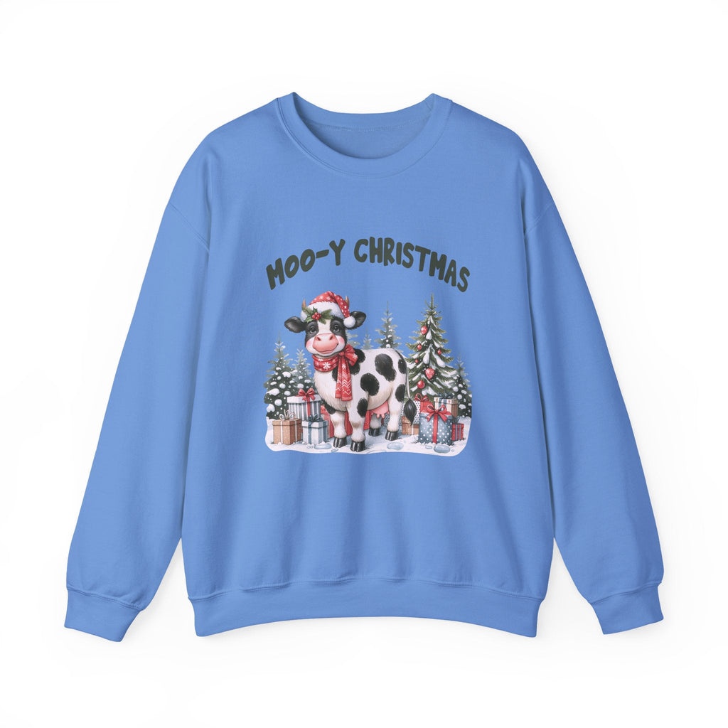 Moo-Y Christmas, Cute Cow Christmas sweatshirt, Cow Xmas by PopCultureByDesign36