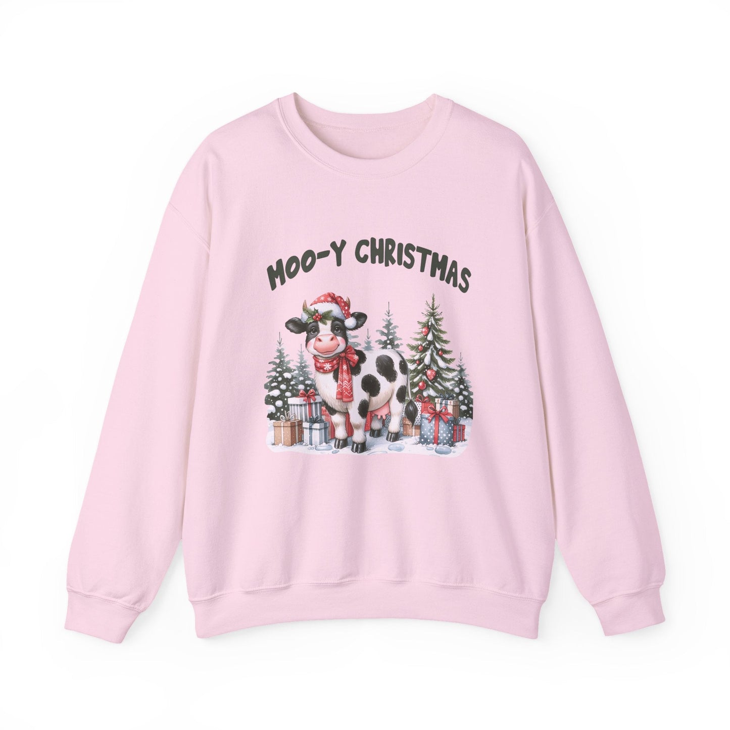 Moo - Y Christmas, Cute Cow Christmas sweatshirt, Cow Xmas - Popbydesign