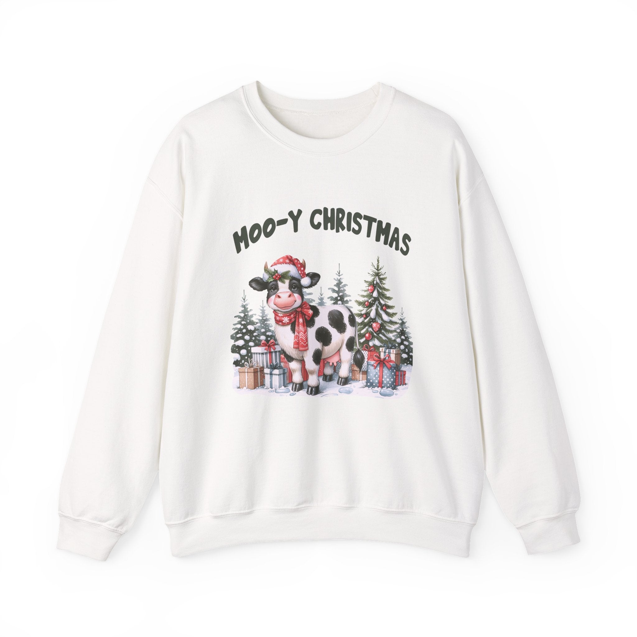 Moo-Y Christmas, Cute Cow Christmas sweatshirt, Cow Xmas by PopCultureByDesign36