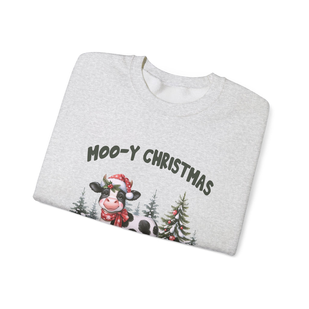 Moo-Y Christmas, Cute Cow Christmas sweatshirt, Cow Xmas by PopCultureByDesign36