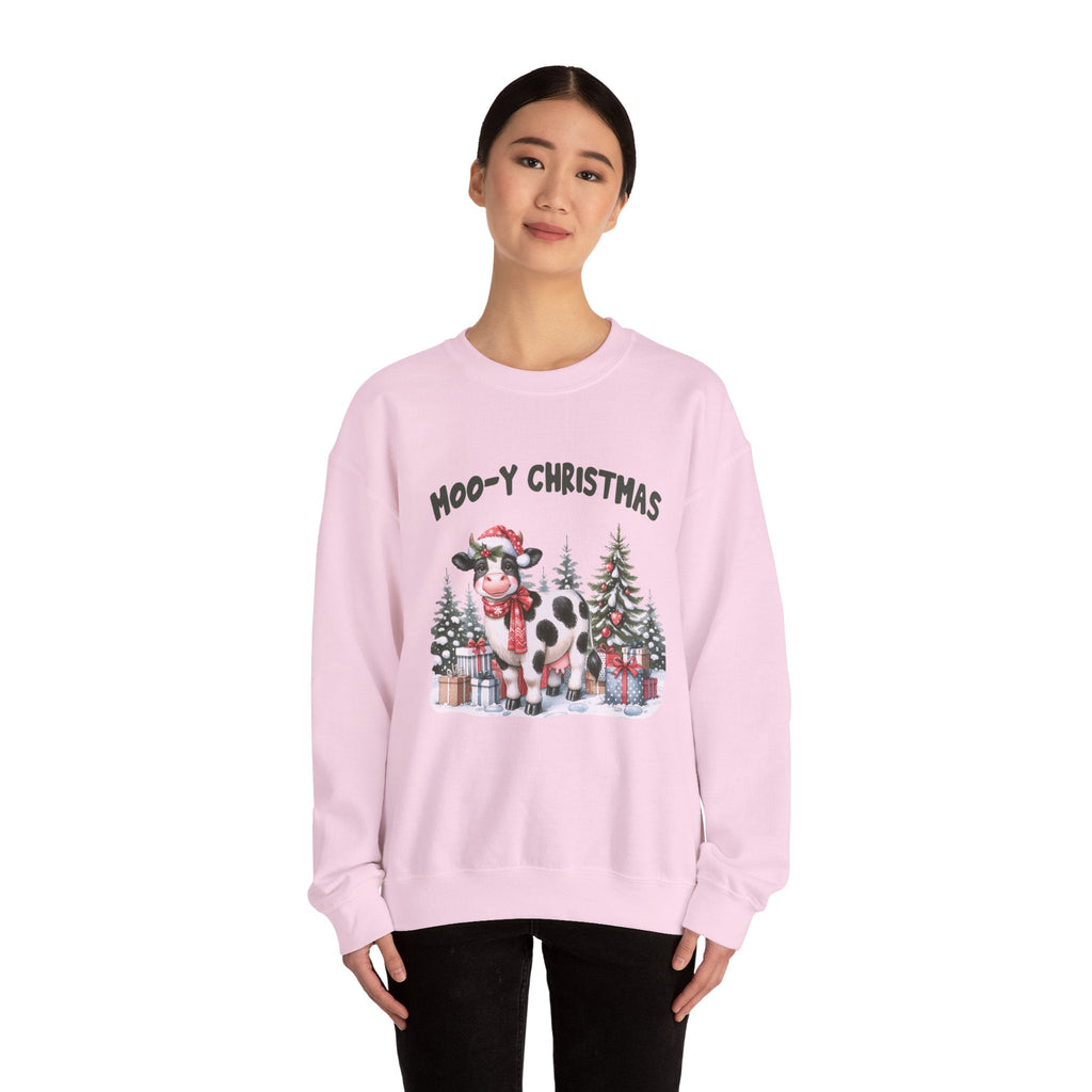 Moo-Y Christmas, Cute Cow Christmas sweatshirt, Cow Xmas by PopCultureByDesign36