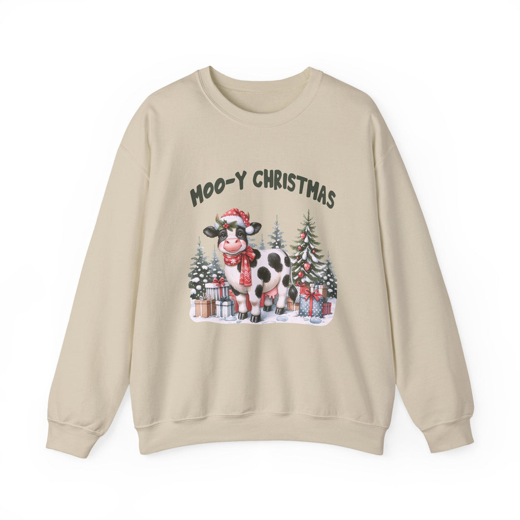 Moo-Y Christmas, Cute Cow Christmas sweatshirt, Cow Xmas by PopCultureByDesign36