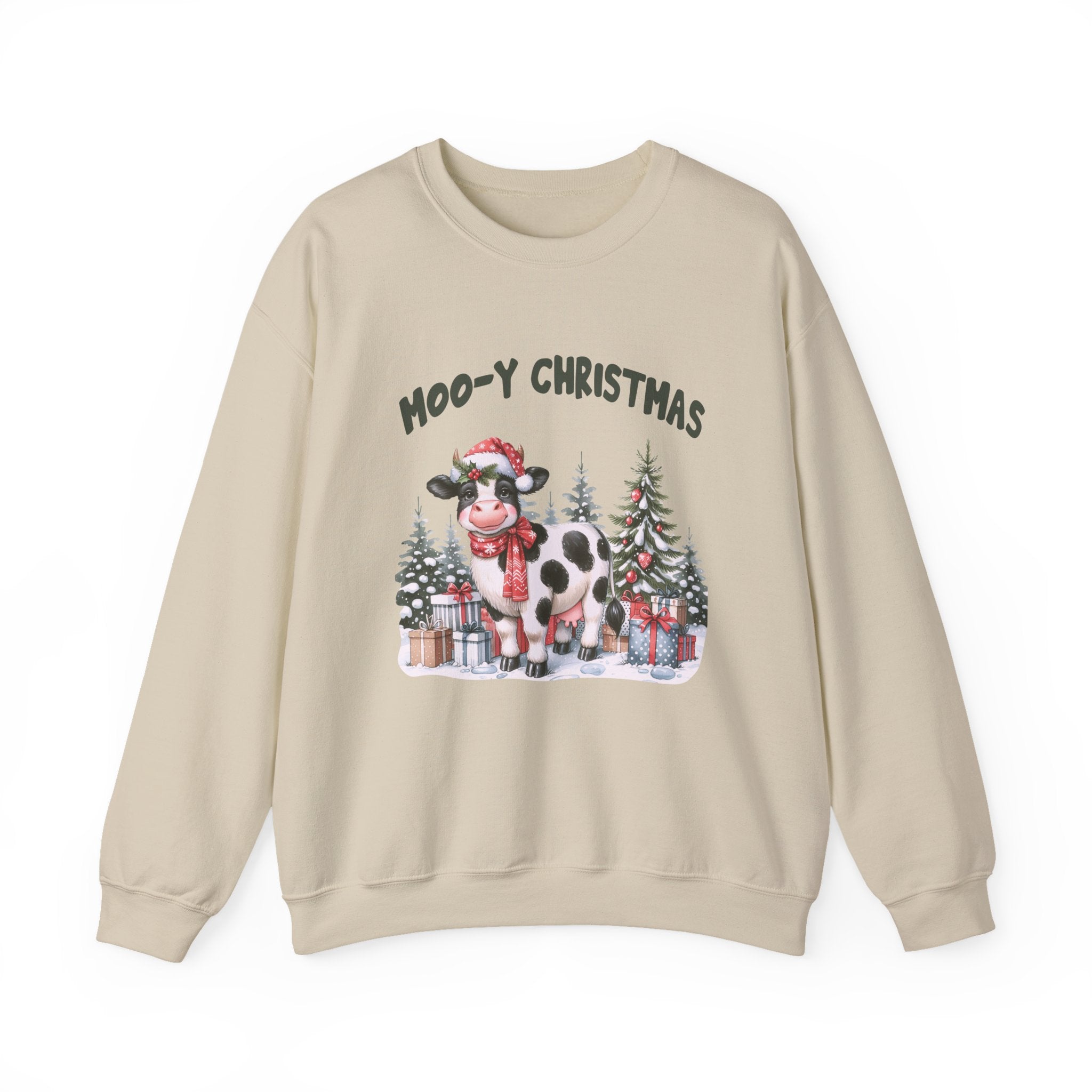 Moo-Y Christmas, Cute Cow Christmas sweatshirt, Cow Xmas by PopCultureByDesign36