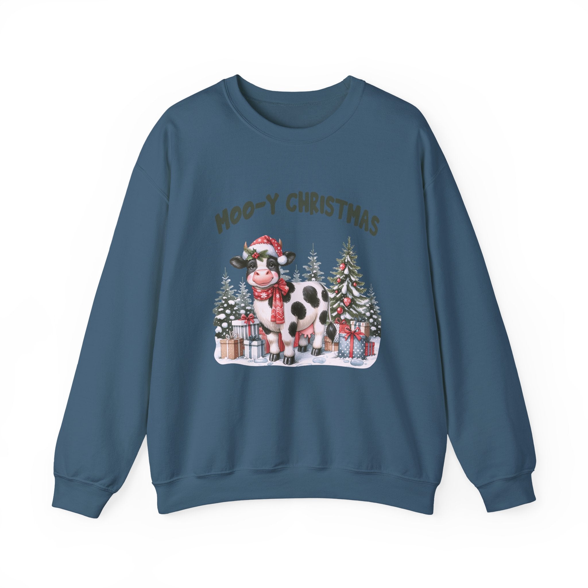 Moo-Y Christmas, Cute Cow Christmas sweatshirt, Cow Xmas by PopCultureByDesign36