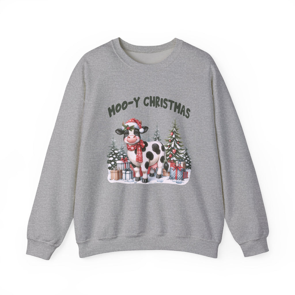 Moo-Y Christmas, Cute Cow Christmas sweatshirt, Cow Xmas by PopCultureByDesign36