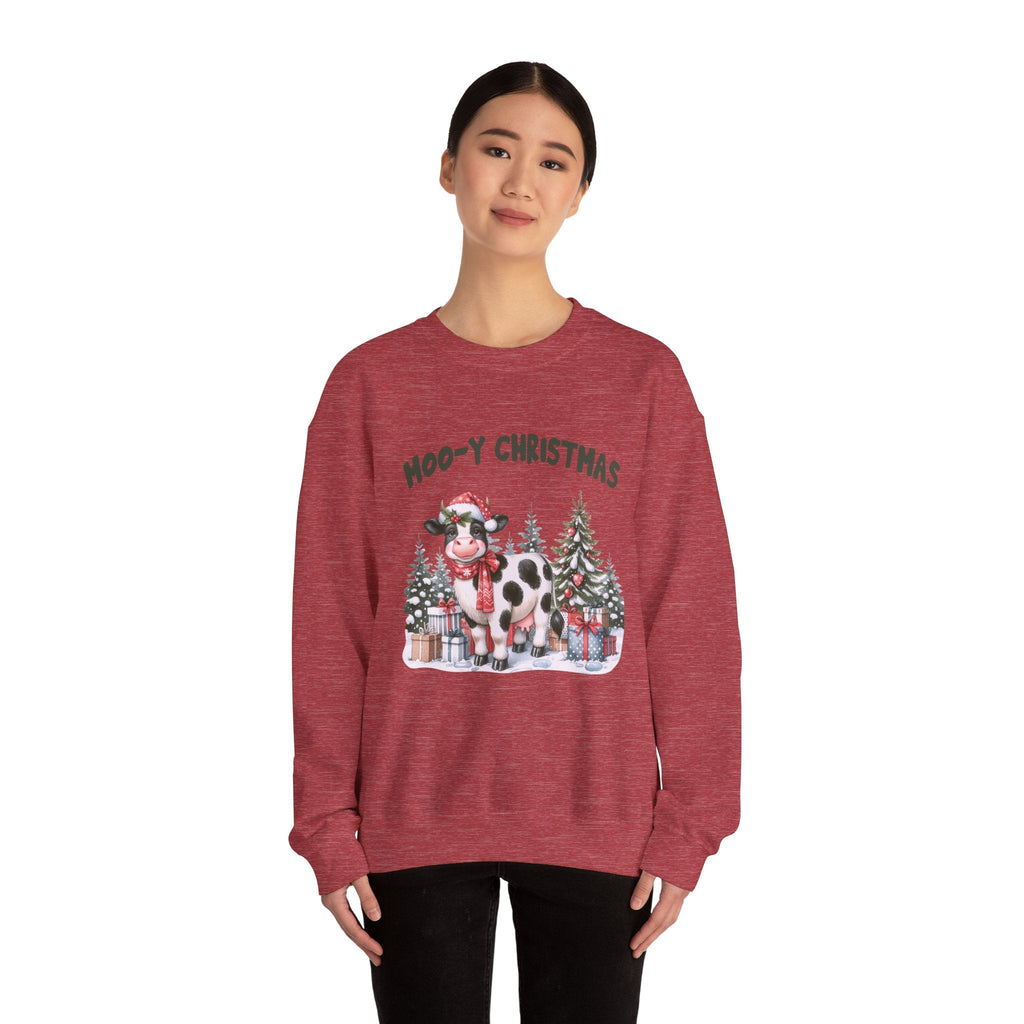 Moo-Y Christmas, Cute Cow Christmas sweatshirt, Cow Xmas by PopCultureByDesign36