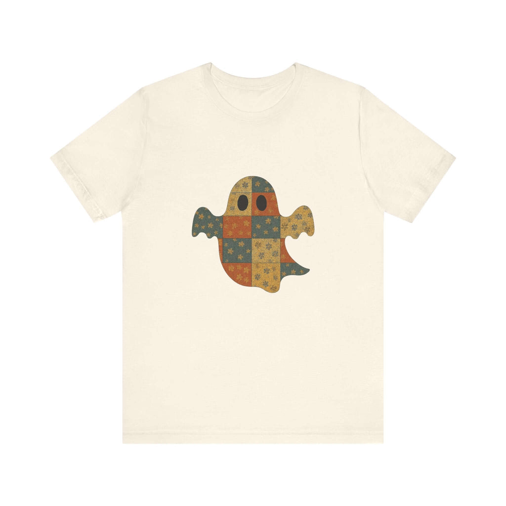 Patchwork Ghost Tee, Ghost Patchwork Halloween Shirt, Boho Ghost Shirt by PopCultureByDesign36