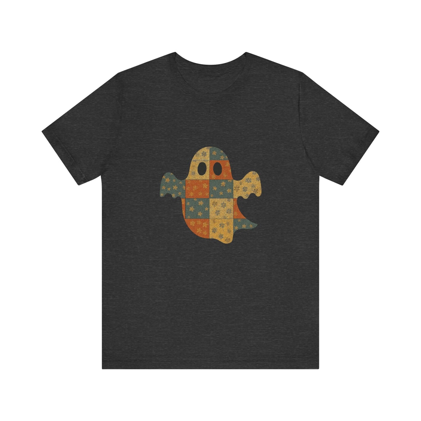 Patchwork Ghost Tee, Ghost Patchwork Halloween Shirt, Boho Ghost Shirt - Popbydesign