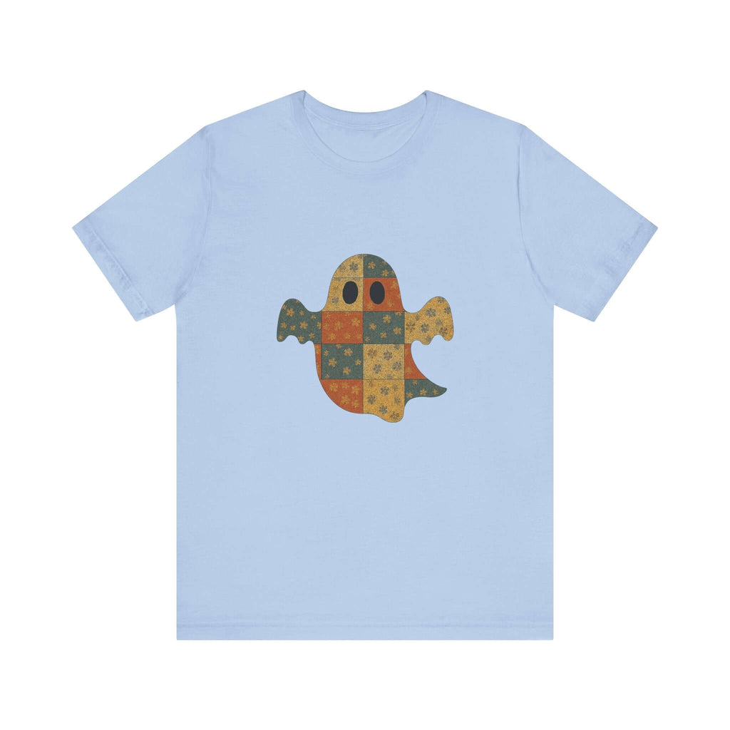 Patchwork Ghost Tee, Ghost Patchwork Halloween Shirt, Boho Ghost Shirt by PopCultureByDesign36