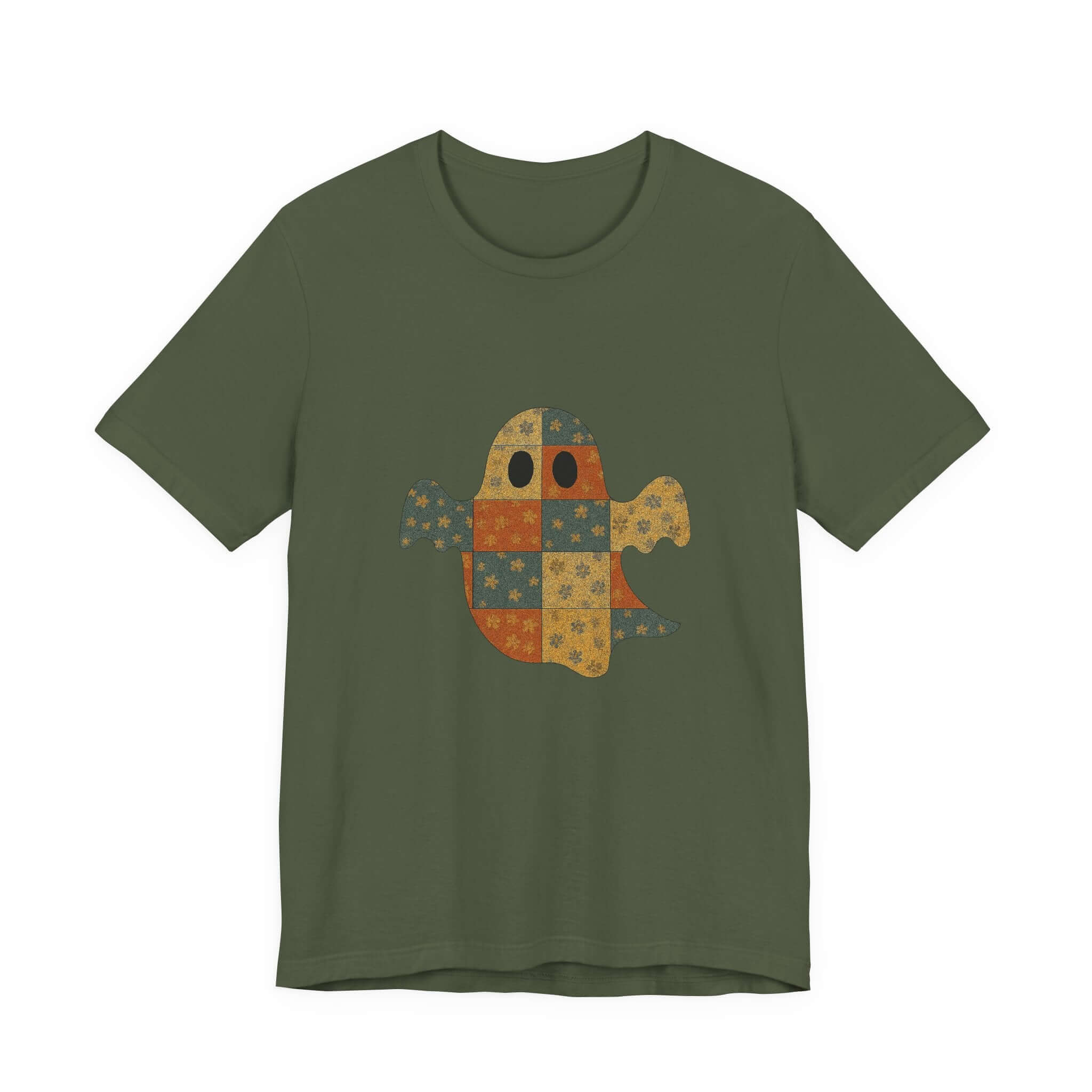 Patchwork Ghost Tee, Ghost Patchwork Halloween Shirt, Boho Ghost Shirt by PopCultureByDesign36