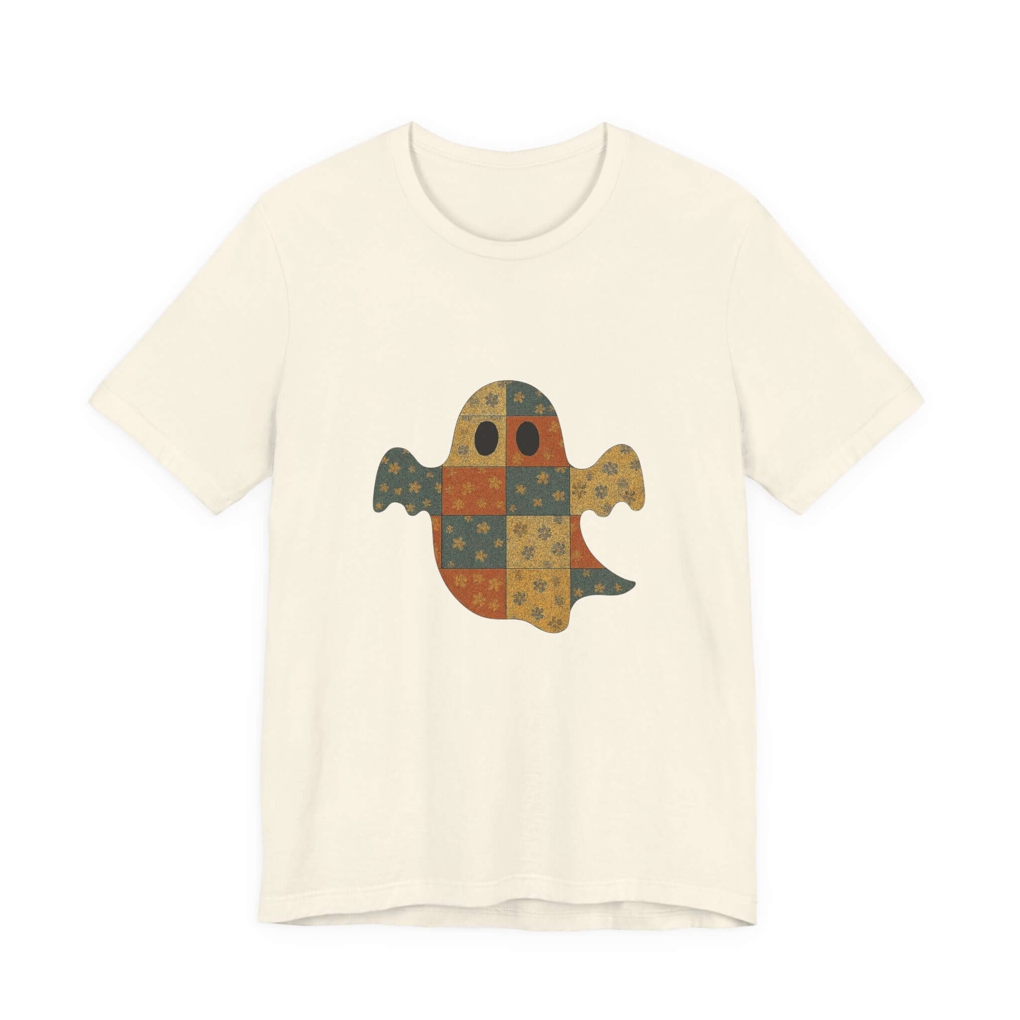 Patchwork Ghost Tee, Ghost Patchwork Halloween Shirt, Boho Ghost Shirt by PopCultureByDesign36