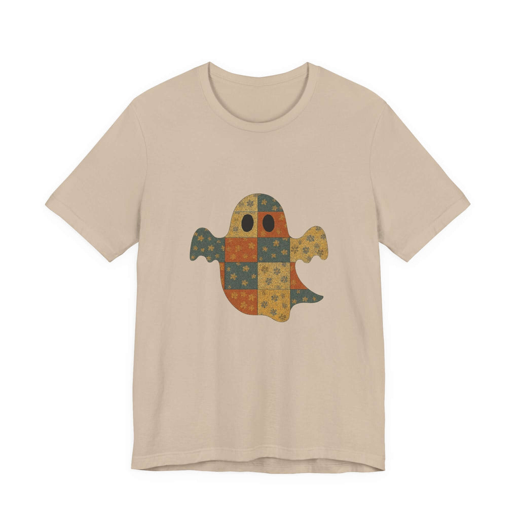 Patchwork Ghost Tee, Ghost Patchwork Halloween Shirt, Boho Ghost Shirt by PopCultureByDesign36