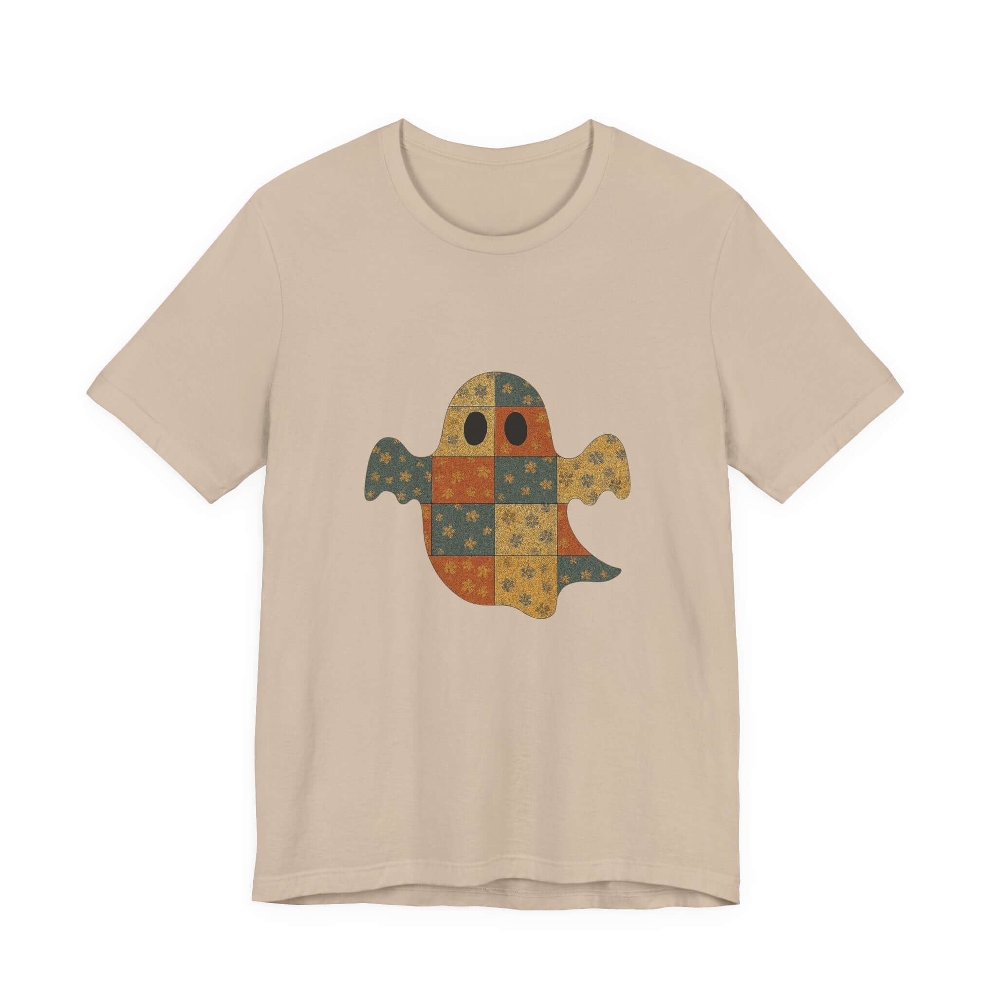 Patchwork Ghost Tee, Ghost Patchwork Halloween Shirt, Boho Ghost Shirt by PopCultureByDesign36