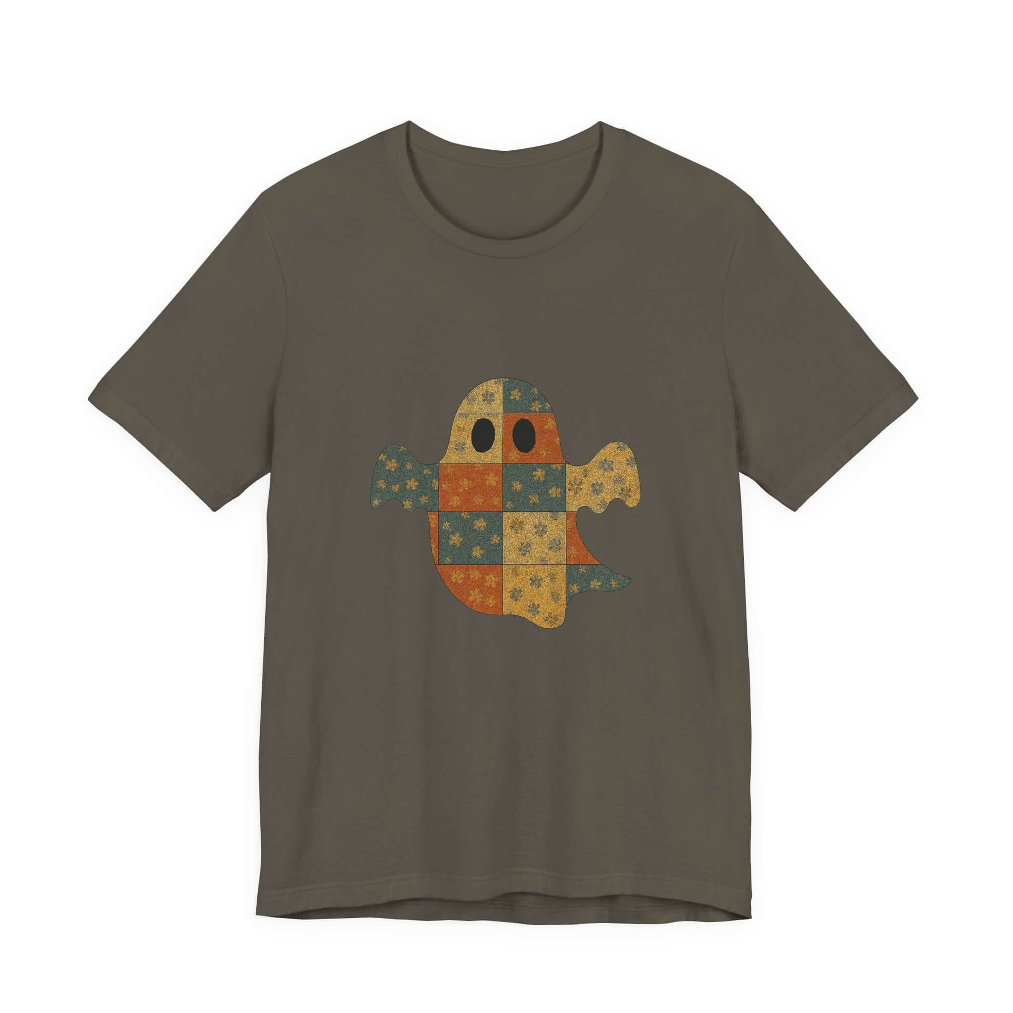Patchwork Ghost Tee, Ghost Patchwork Halloween Shirt, Boho Ghost Shirt by PopCultureByDesign36