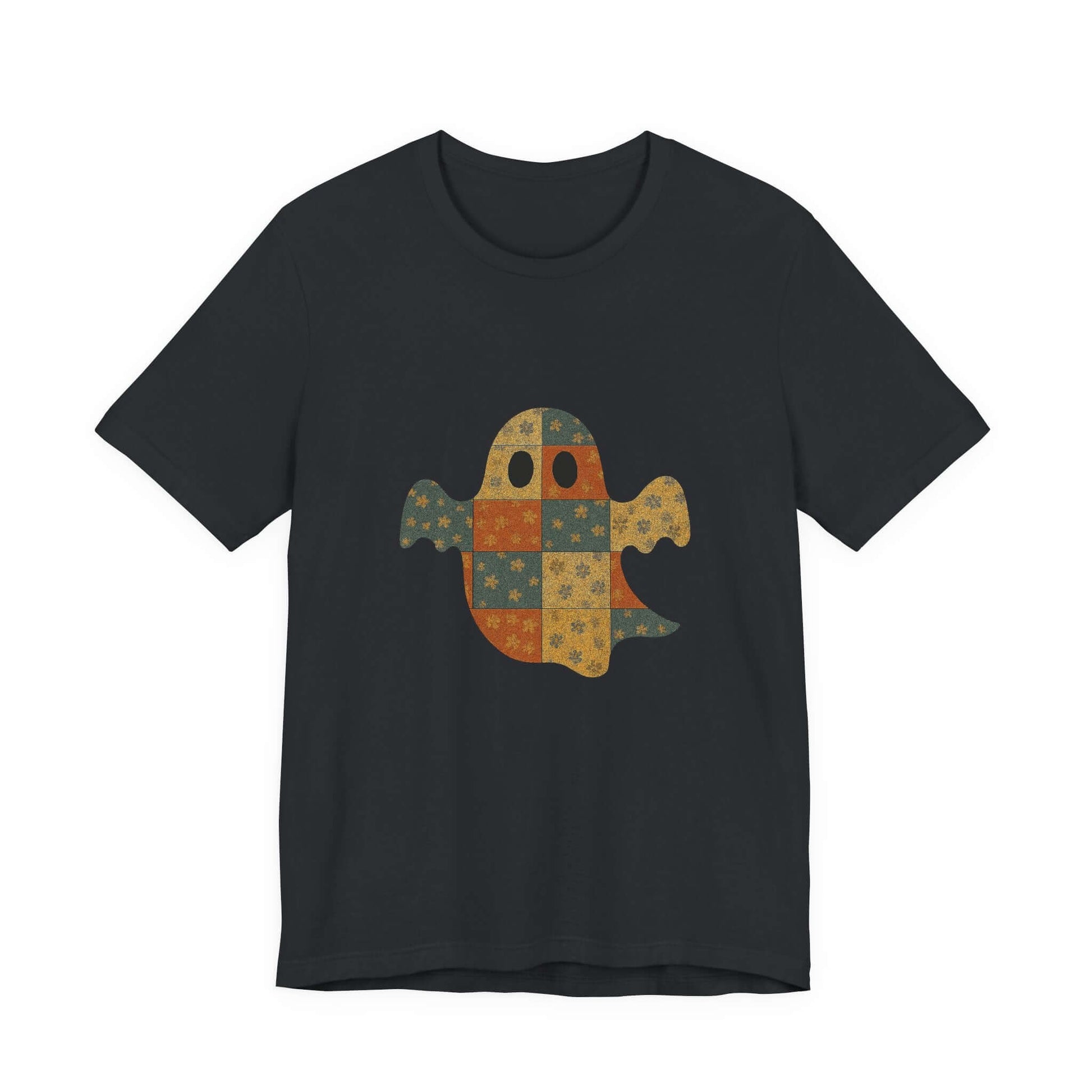 Patchwork Ghost Tee, Ghost Patchwork Halloween Shirt, Boho Ghost Shirt - Popbydesign