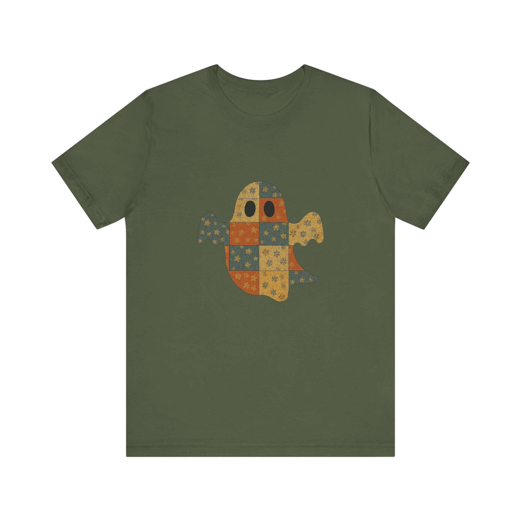 Patchwork Ghost Tee, Ghost Patchwork Halloween Shirt, Boho Ghost Shirt by PopCultureByDesign36