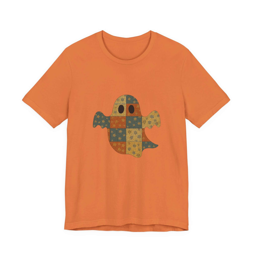 Patchwork Ghost Tee, Ghost Patchwork Halloween Shirt, Boho Ghost Shirt by PopCultureByDesign36