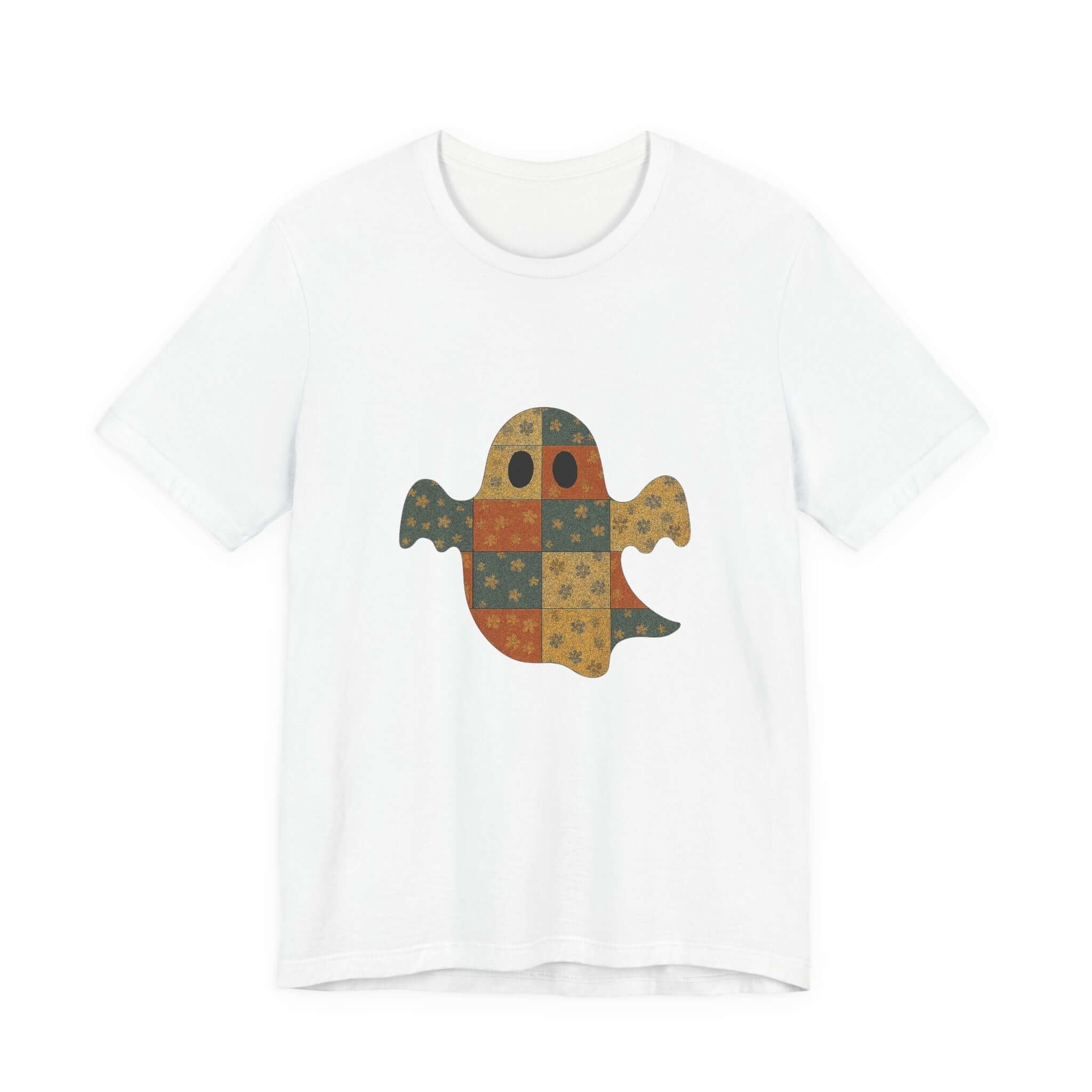Patchwork Ghost Tee, Ghost Patchwork Halloween Shirt, Boho Ghost Shirt by PopCultureByDesign36