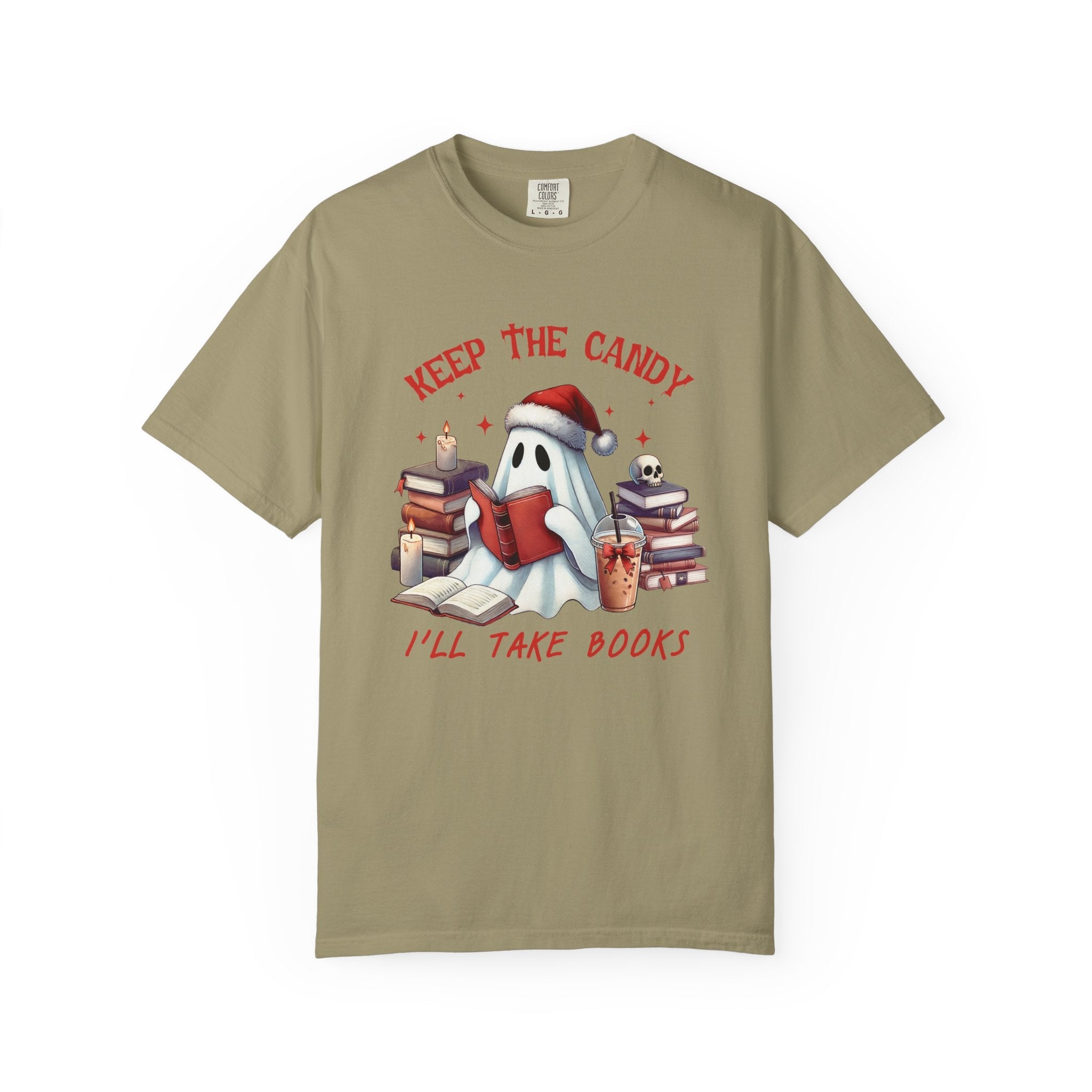 Retro Ghost Reading Books shirt - Perfect Halloween Tee by Printify