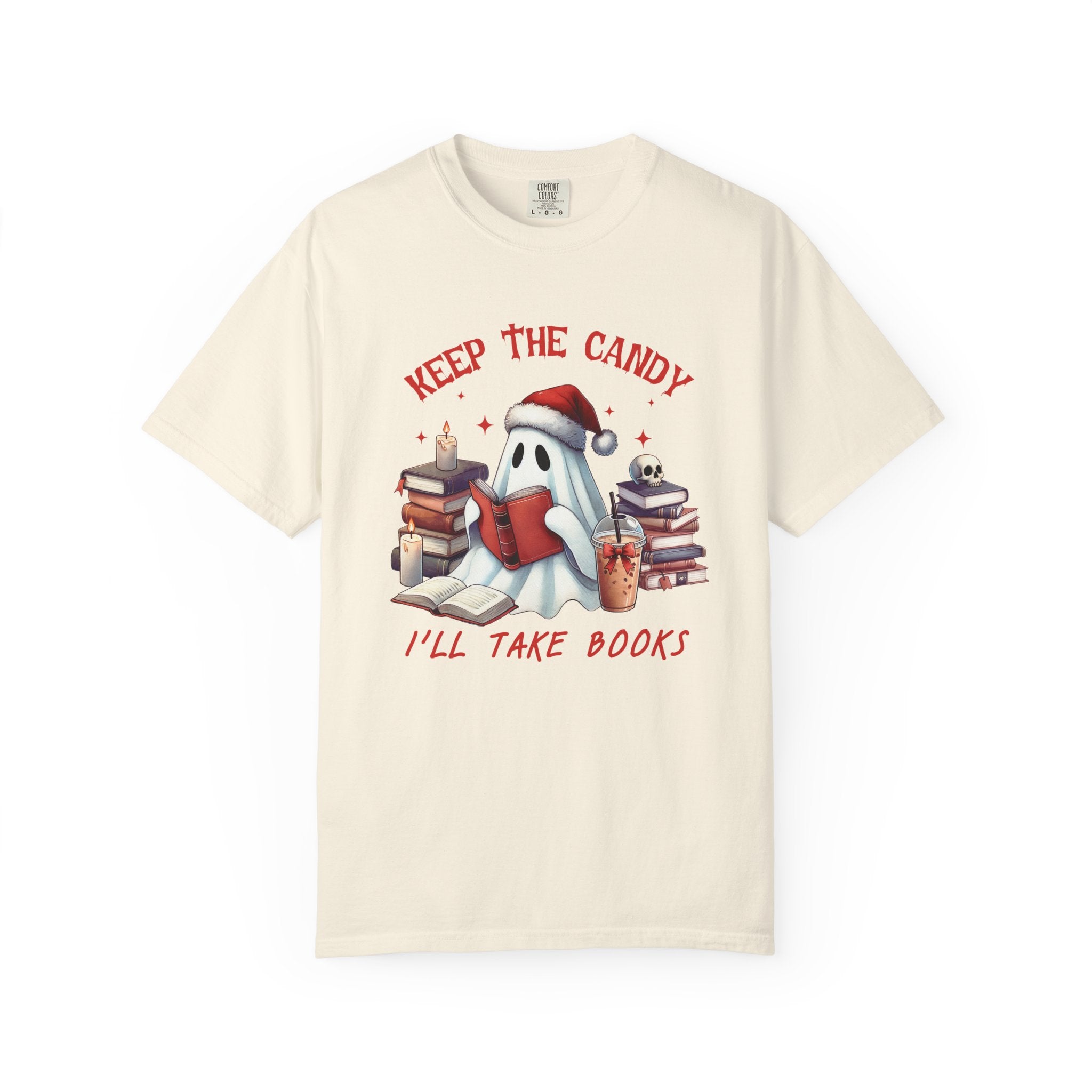 Retro Ghost Reading Books shirt - Perfect Halloween Tee by Printify
