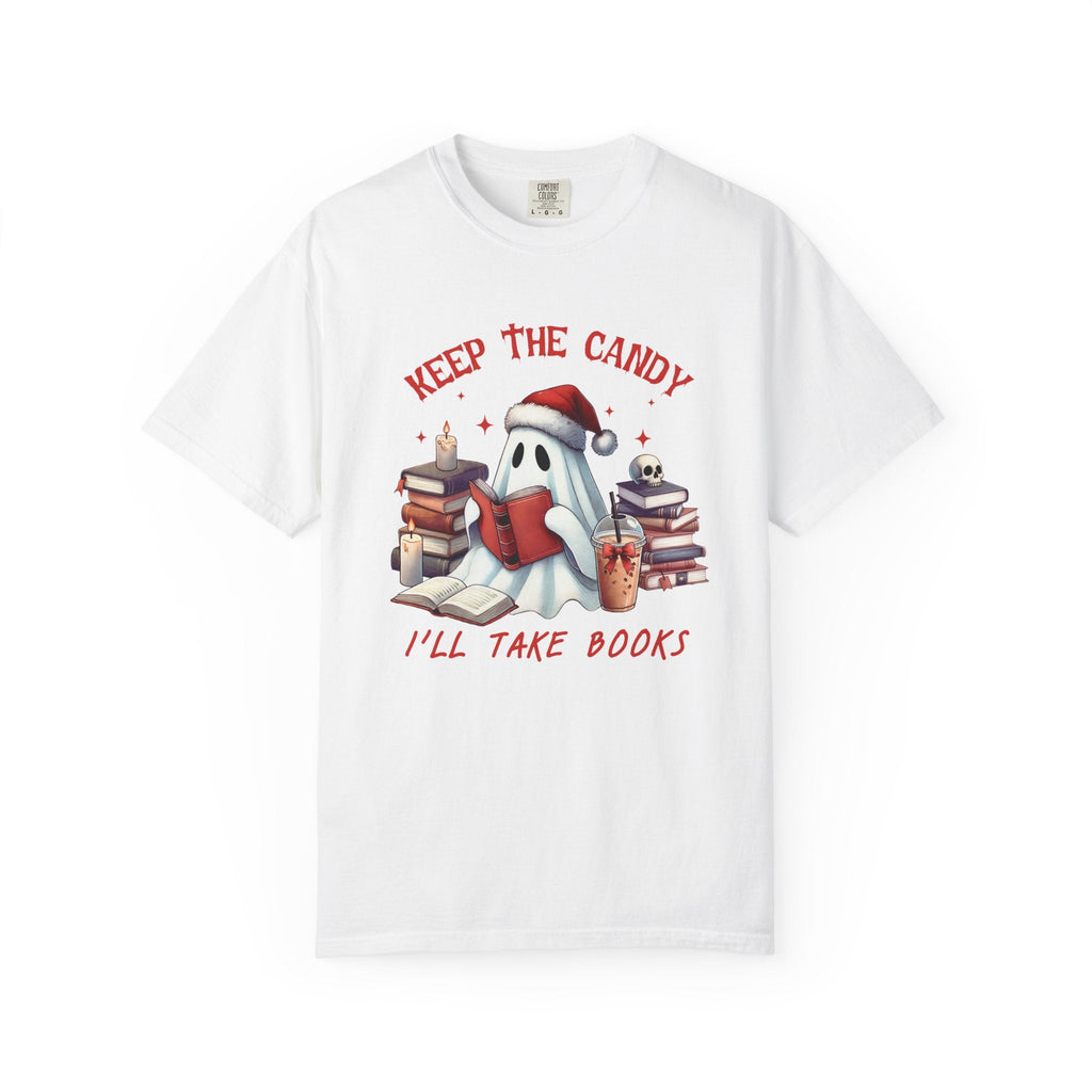 Retro Ghost Reading Books shirt - Perfect Halloween Tee by Printify