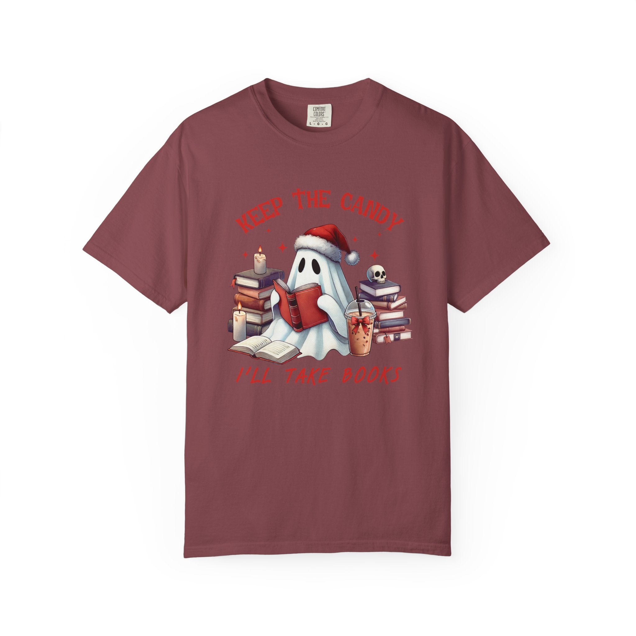 Retro Ghost Reading Books shirt - Perfect Halloween Tee by Printify